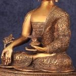 Pure Brass Handcrafted Medicine Buddha Statue with Dragon Carvings - 22"